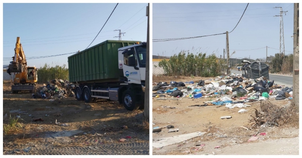 Limpieza acomete la recogida de residuos en el Camino de Torrenueva en La Línea