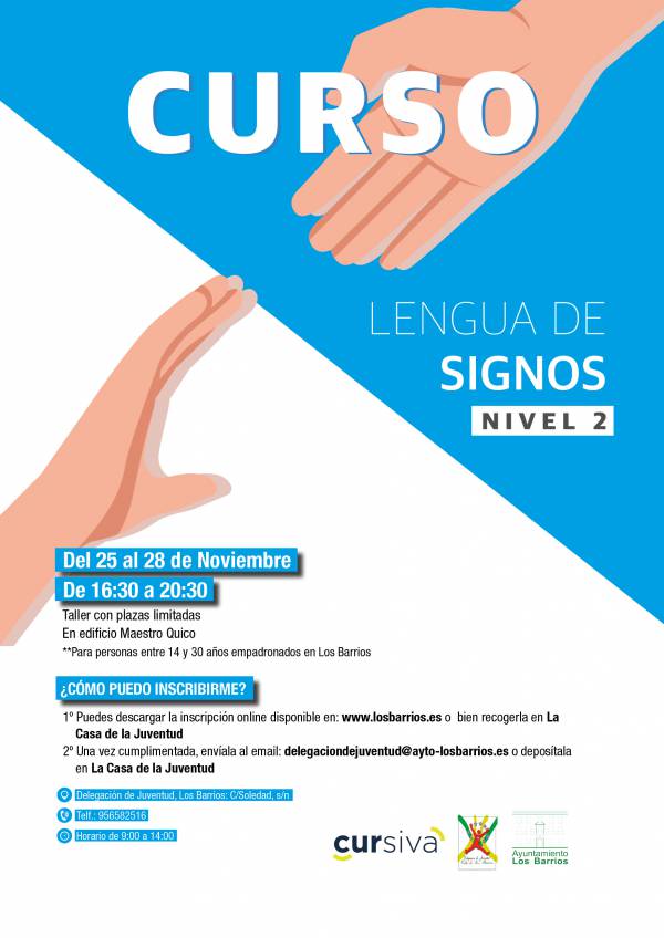 Juventud Los Barrios ofrece otro curso sobre la lengua de signos, solo para iniciados, que es continuación del ya impartido entre el 30 de septiembre y el 3 octubre