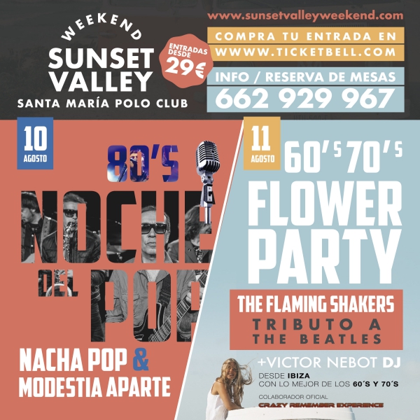Pop español de los ochenta, The Beatles y espíritu “flower power”, propuesta de ocio para el fin de semana en Sunset Valley Weekend
