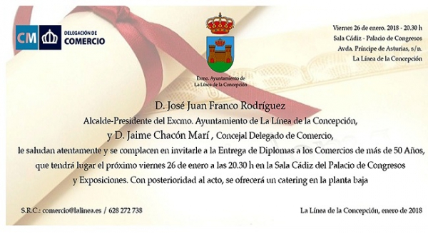 Hoy, gala de entrega de distinciones en el Palacio de Congresos de La Línea a los comercios con más de 50 años de actividad