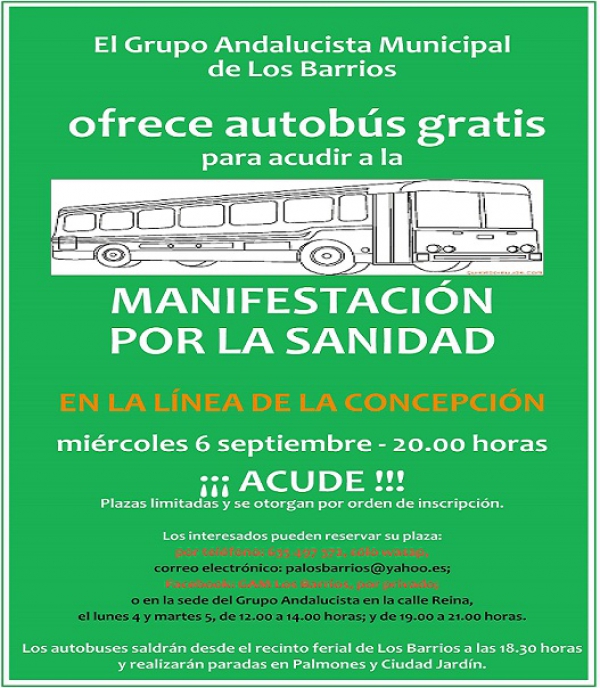 El Grupo Andalucista ofrece autobuses gratuitos para acudir a manifestación de La Línea en reivindicación por una mejor sanidad en el Campo de Gibraltar