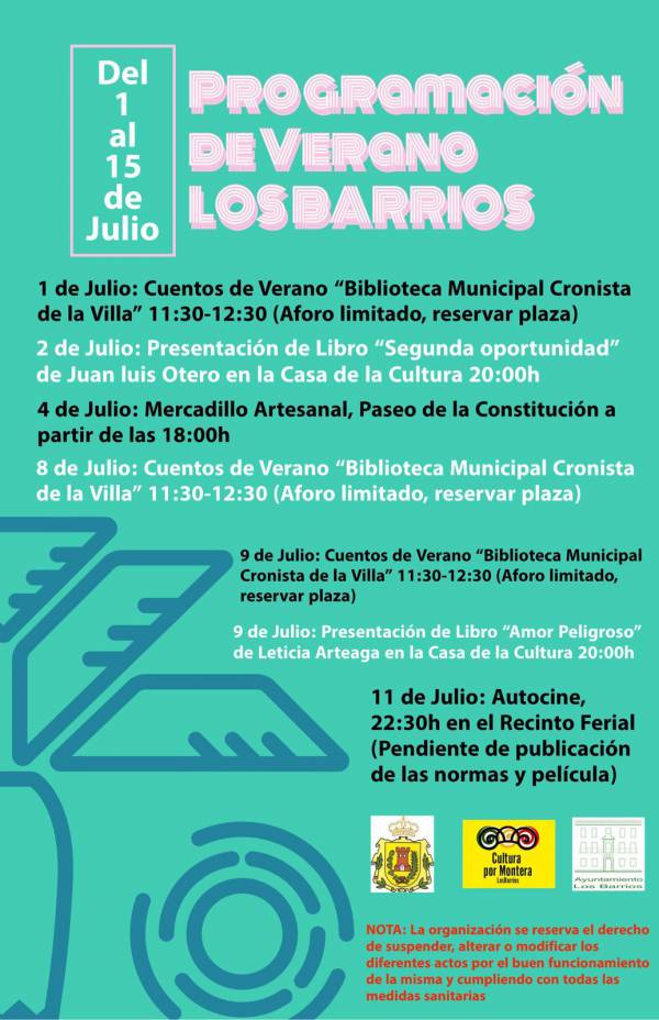 Pérez Cumbre da a conocer la programación de verano de Los Barrios para los primeros 15 días julio