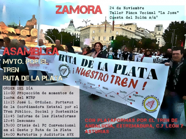La Plataforma en Defensa del Ferrocarril de la provincia de Cádiz manifiesta su apoyo y solidaridad con el encuentro de Plataformas por el tren que se va a realizar este sábado 24 en Zamora.