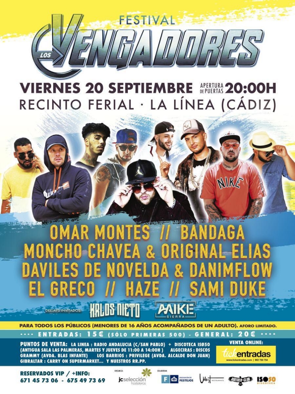 Omar Montes encabeza el cartel del festival de reggaetón “Los Vengadores” que se celebrará en La Línea el próximo 20 de septiembre