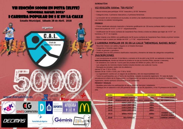 El 28 de abril se celebrará la prueba de “5000 metros en pista” y la I Carrera Popular “Memorial Rafael Boza”