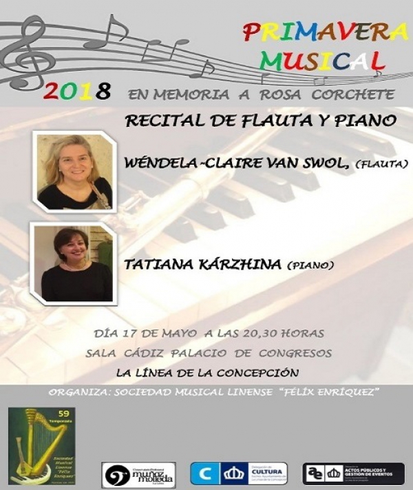 Mañana, recital de flauta y piano organizado por la Sociedad Musical
