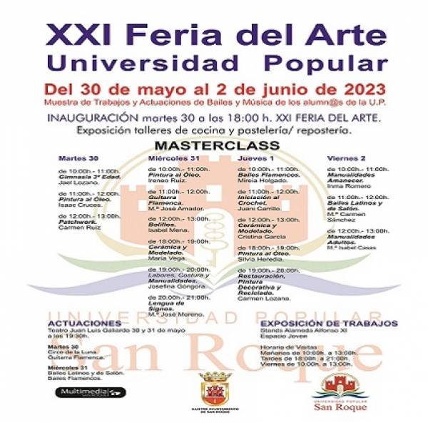 Mañana comienza en San Roque la XXI Feria del Arte de la Universidad Popular